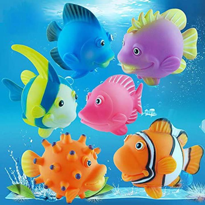 Cute  Chu Chu 6PCS Soft Natural Rubber Float Squeeze Sound Squeaky Bathing Toy for Newborn Baby