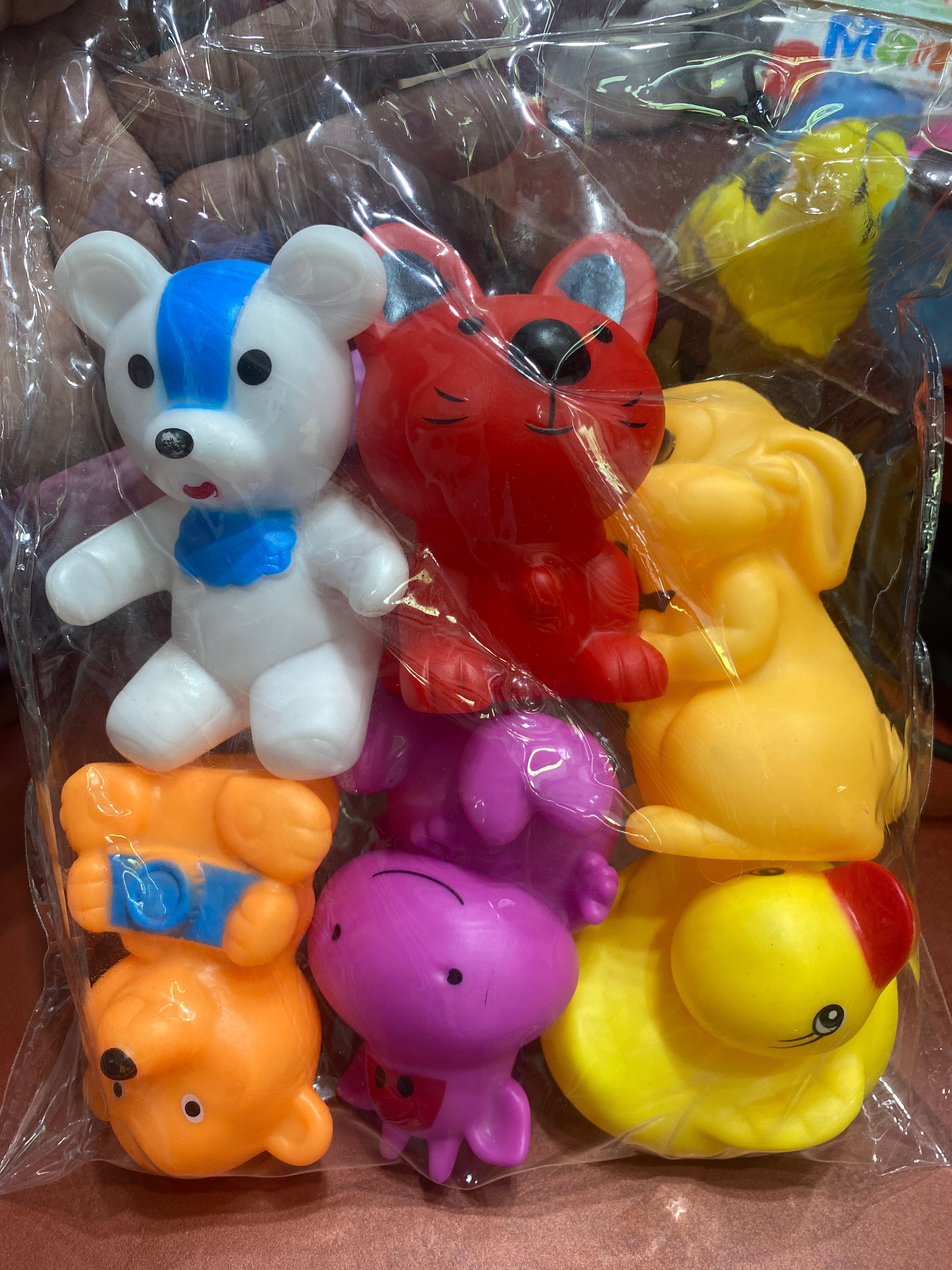 Cute  Chu Chu 6PCS Soft Natural Rubber Float Squeeze Sound Squeaky Bathing Toy for Newborn Baby