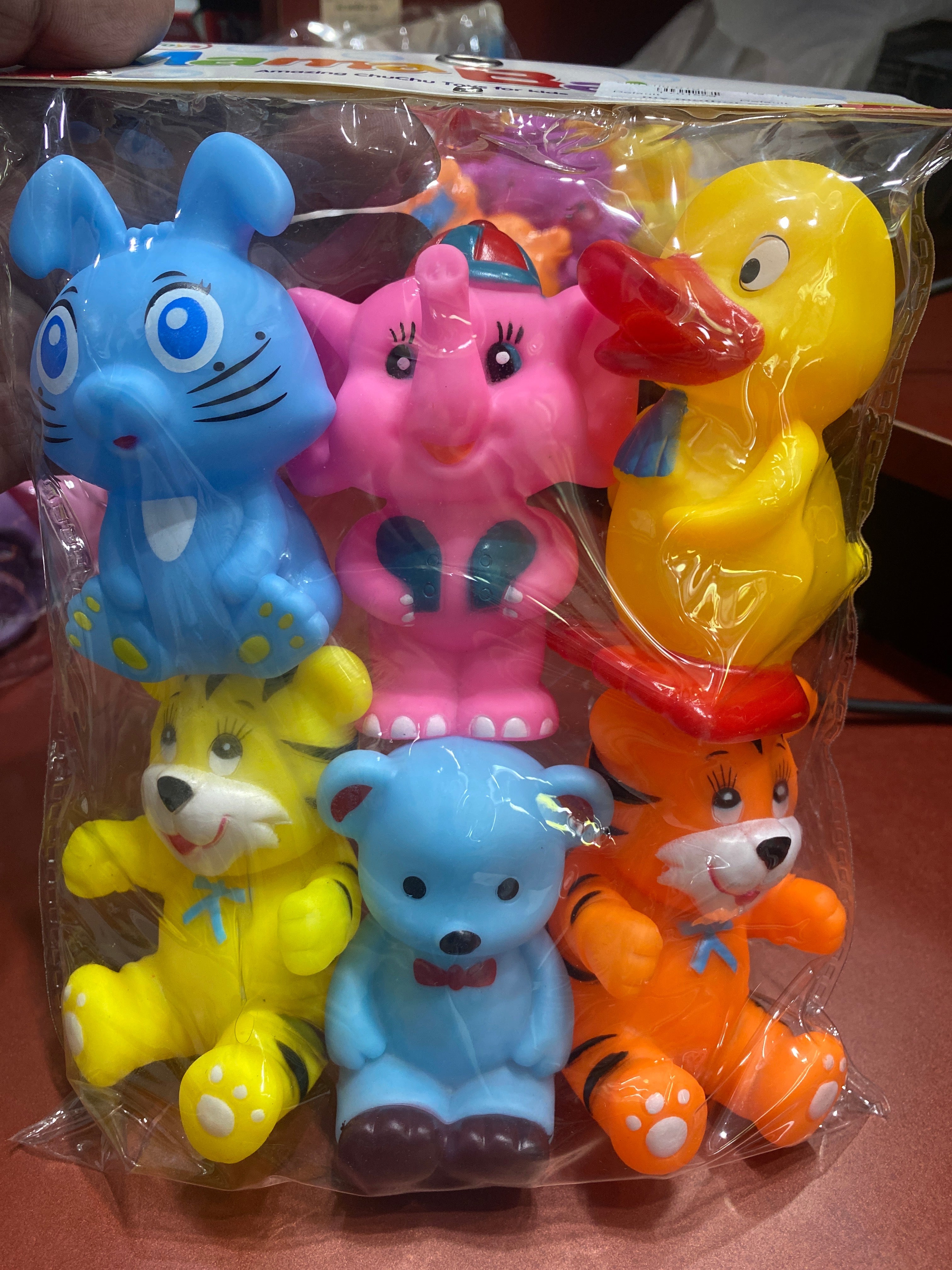 Cute  Chu Chu 6PCS Soft Natural Rubber Float Squeeze Sound Squeaky Bathing Toy for Newborn Baby
