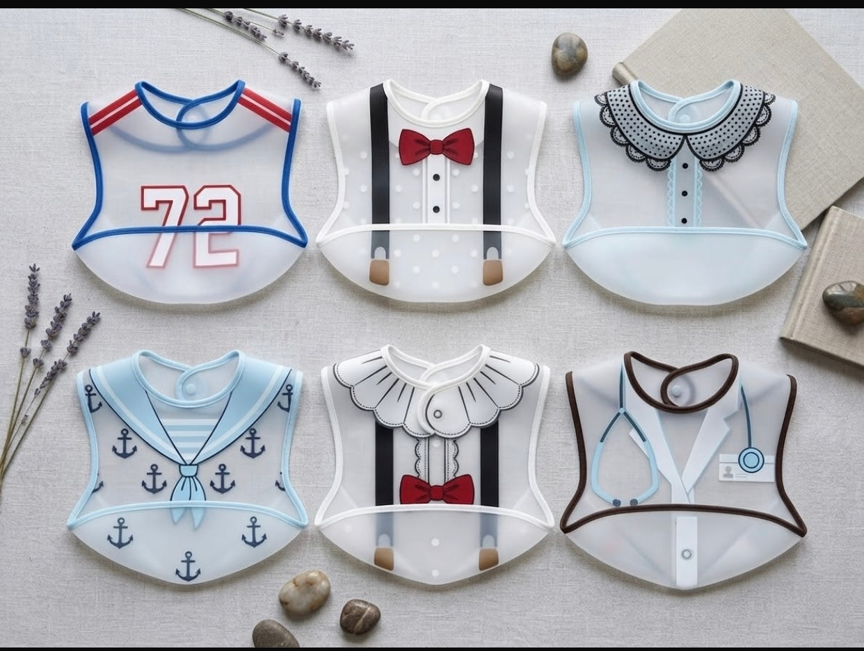Keep little outfits clean while your baby enjoys every bite with our 100% Silicone Baby Bibs! 💛