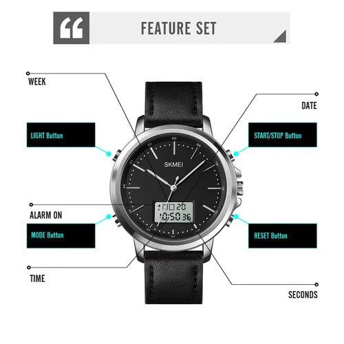 SKMEI WATCH FOR MEN'S BRANDED WATCH DUAL TIME  STRAP