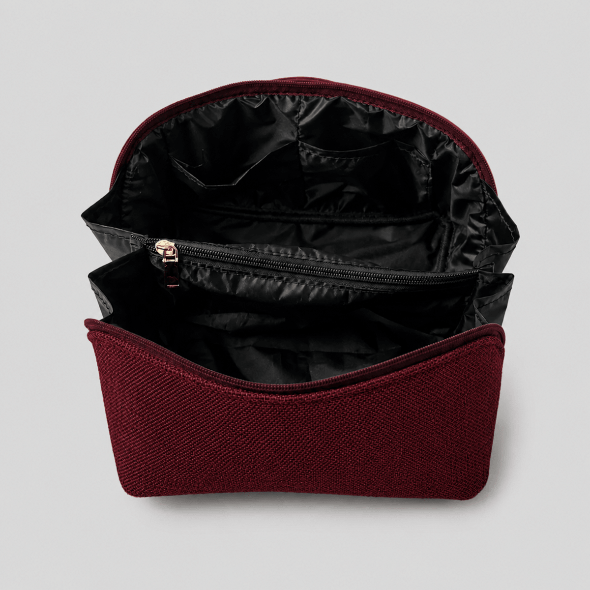 Large Capacity Travel Cosmetic Bag Canvas Maroon