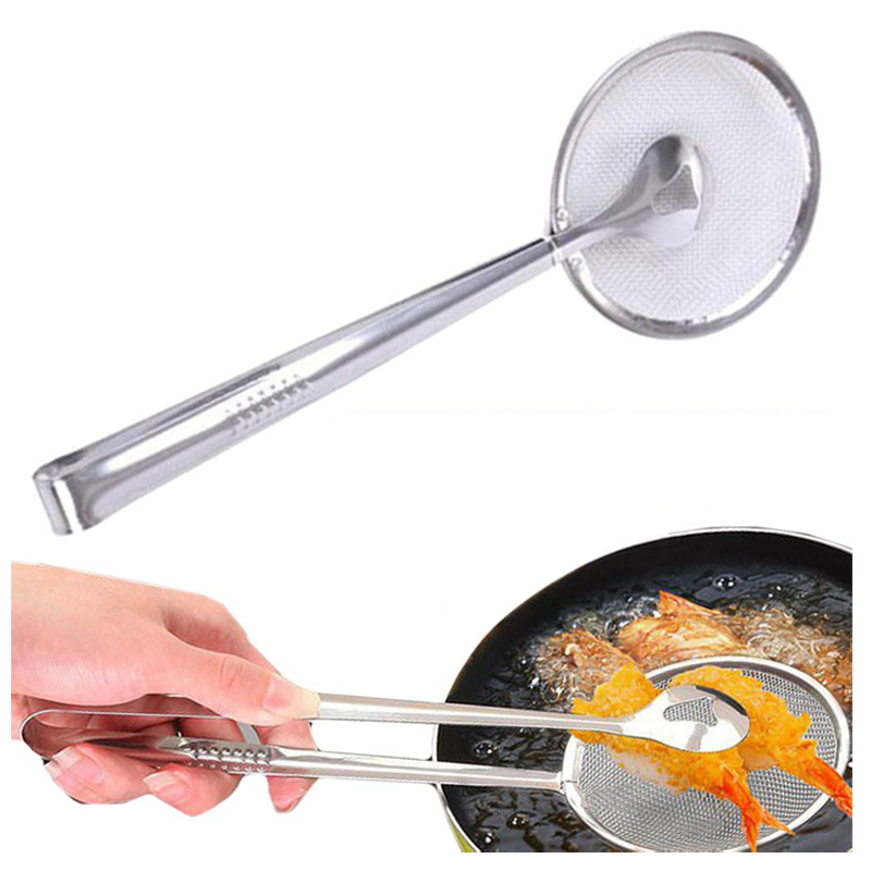 Stainless Steel Frying Oil Strainer Spoon With Clip
