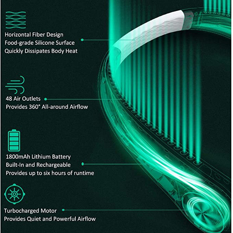 Bladeless Neck Fan with 360° Airflow Portable Hands Free Small USB Fan