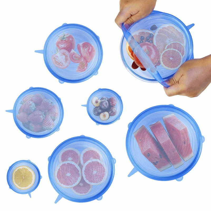 Silicone Stretch Lids and Reusable Bowl Covers 6 Pcs Set