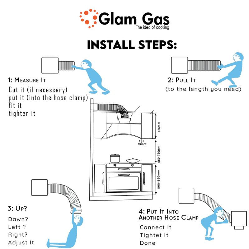 Glam Gas Hood Pipe (160 x 160) With Official Warranty