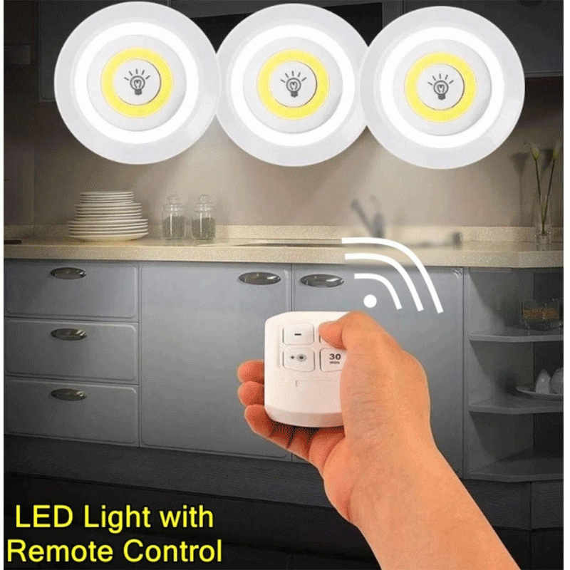 LED Light With Remote Control Operated Pack of 3
