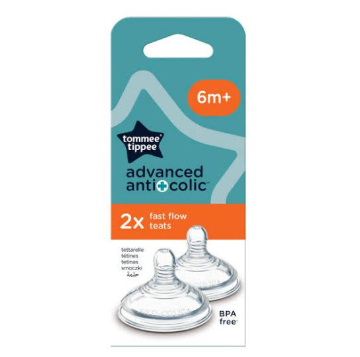 TOMMEE TIPPEE Advanced Anti-Colic Bottle Teats x 2 – Fast Flow